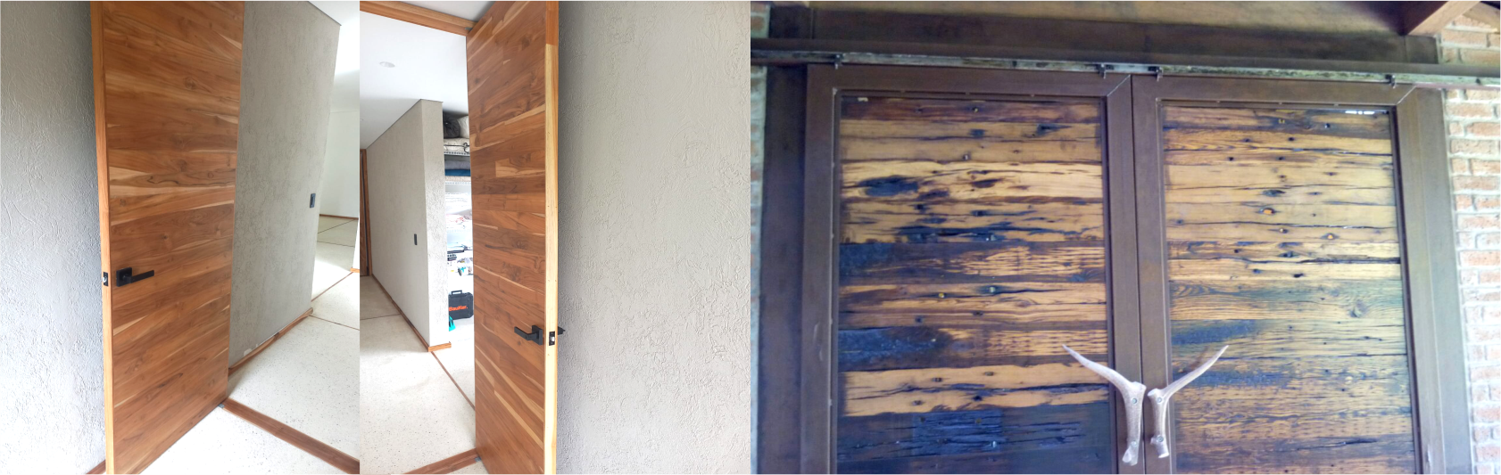 PUERTA TECA ALISTONADA Y TABLAS RUSTICAS MADERA: TECA